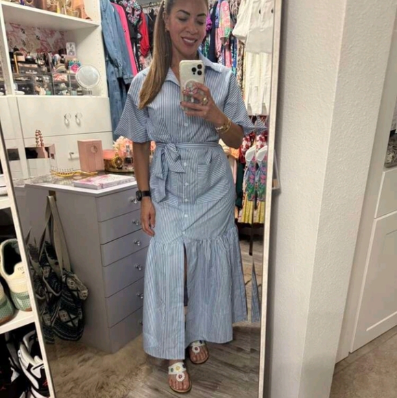 NEW‎ Blue Striped Maxi Dress - Picture 7 of 10